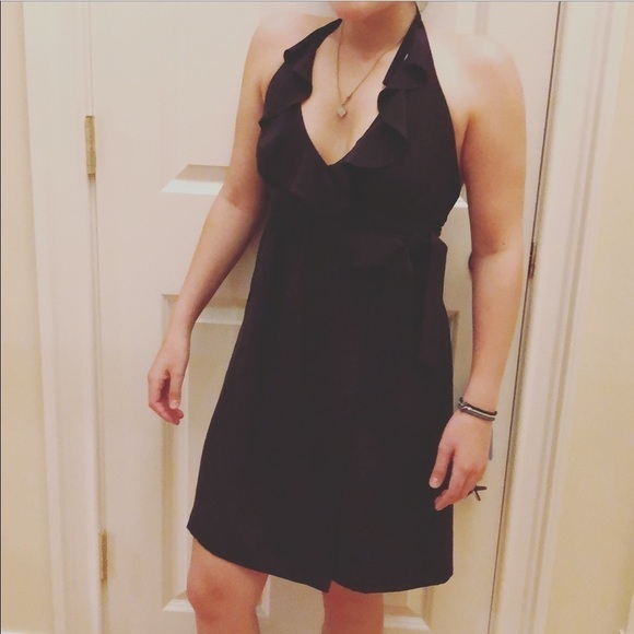 Tibi Mini Wrap Dress Black 2 - Picture 2 of 7